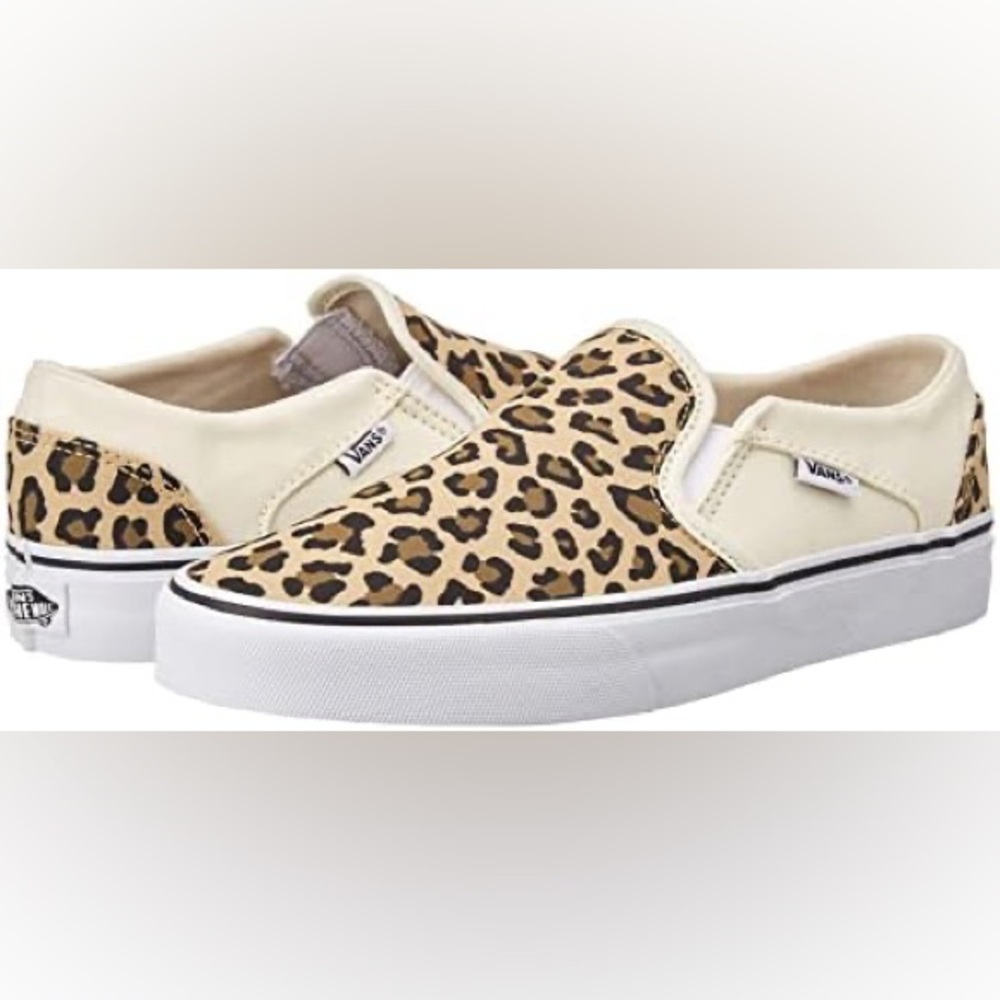 🆕 Vans Leopard Print Asher Slip-On Sneakers - NWOB